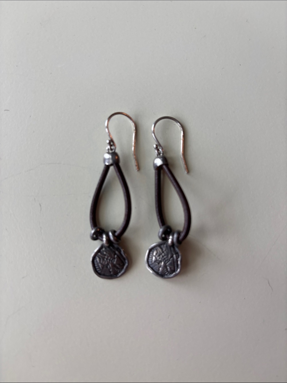 Silpada Brown and Silver Loop Earrings with Coin Charms